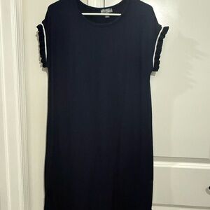Market & Spruce Black Ruffle Sleeve Mini Dress